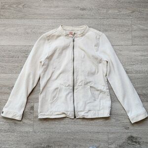 Ruff Hewn Cream Jacket Womens Small Cotton Crochet Zip Up Long Sleeve Beige